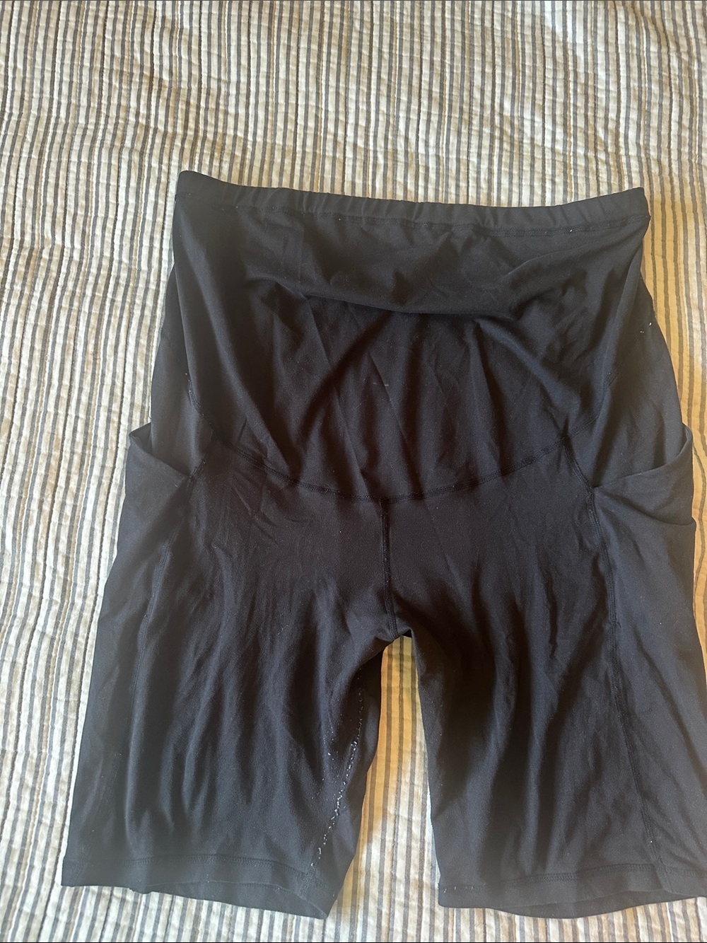 Black Women's Maternity High-Waist Active Bike Shorts
